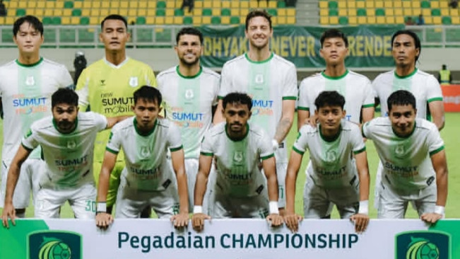 Skuad PSMS Medan saat hadapi Adhyaksa FC dalam lanjutan Indonesia Championship (Liga 2). [Instagram]